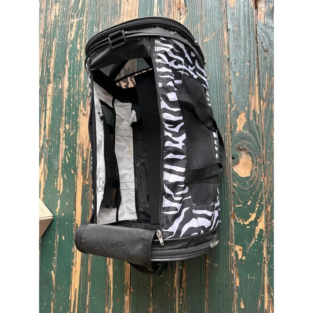 Whisker City Zebra Print Soft Sided Pet Carrier Bag Black White 19x11x11 Small